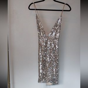 Silver sequin party dress
